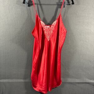VTG women slip dress medium red lace fairy grunge whimsigoth witchy vamp lace